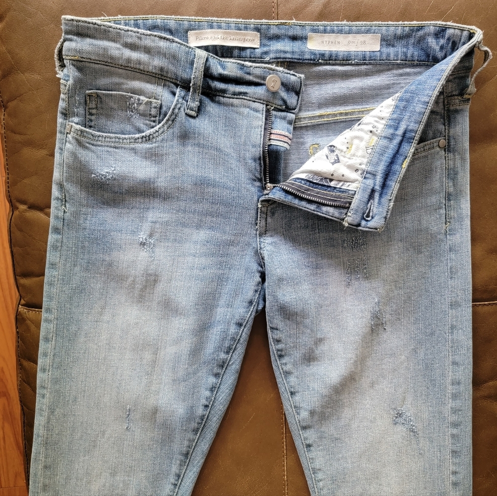 Anthro Pilcro and the Letterpress Cropped Denim Tasseled Print Hem size 28 - Picture 5 of 5